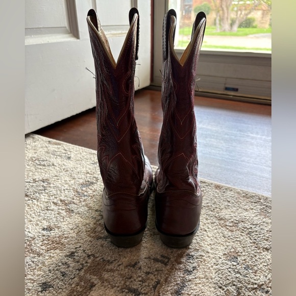 Olathe Brown/Red Leather Cowboy Boots - Picture 3 of 8